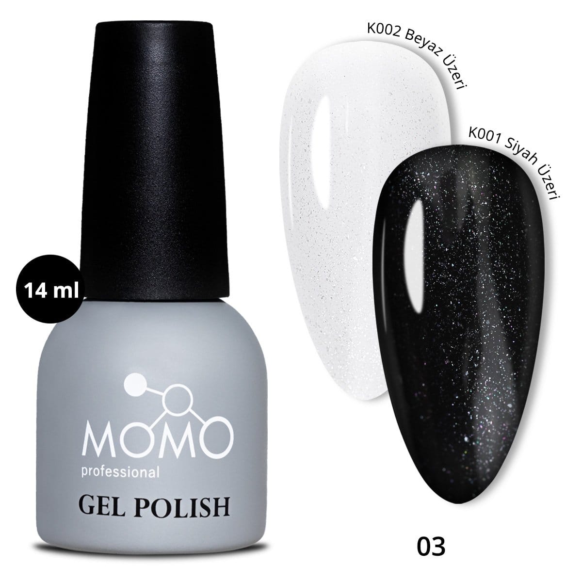 Momo-GlitterTopCoat14ml.jpg Glitter Top Coat 03, Hafif Gümüş Sim, 14 ml - Görsel 1