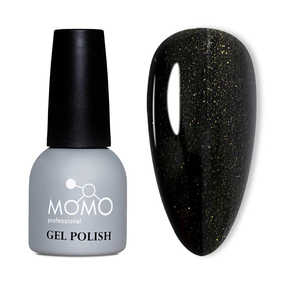 Momo-SimliSeri-S019-14ml.jpg Kalıcı Oje S019, Altın Işıltılı Siyah, 14 ml - Görsel 1