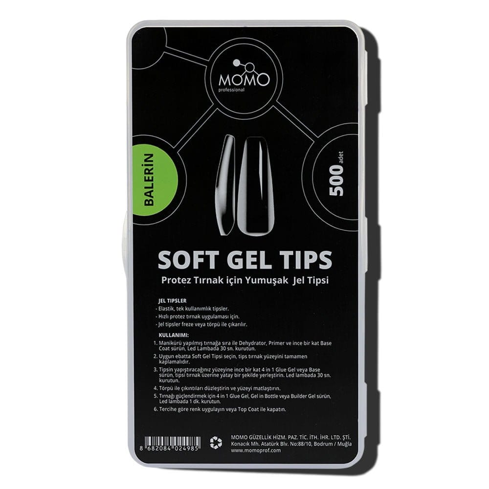 momo-soft-gel-tips-balerin-kapak-500.jpg Tırnak Soft Gel Tips, Yeni Nesil Jel Tips, 500 Ad. (Balerin) - Görsel 1