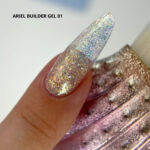 Ariel Builder Gel, Nail Art için Protez Tırnak Jeli No.01, Şeffaf Holografik Yeşil Sarı Simli, 10 gr - Görsel 5