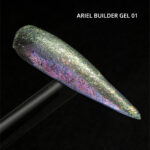 Ariel Builder Gel, Nail Art için Protez Tırnak Jeli No.01, Şeffaf Holografik Yeşil Sarı Simli, 10 gr - Görsel 6