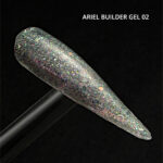 Ariel Builder Gel, Nail Art için Protez Tırnak Jeli No.02, Şeffaf Holografik Pembe Yeşil Simli, 10 gr - Görsel 6