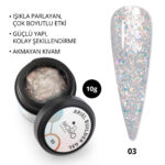 Ariel Builder Gel, Nail Art için Protez Tırnak Jeli No.03, Şeffaf Holografik Turuncu Sarı Simli, 10 gr