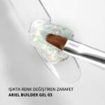 Ariel Builder Gel, Nail Art için Protez Tırnak Jeli No.03, Şeffaf Holografik Turuncu Sarı Simli, 10 gr - Görsel 3