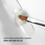 Ariel Builder Gel, Nail Art için Protez Tırnak Jeli No.04, Şeffaf Holografik Pembe Sarı Simli, 10 gr - Görsel 3