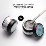 Ariel Builder Gel, Nail Art için Protez Tırnak Jeli No.05, Şeffaf Holografik Pembe Mavi Simli, 10 gr - Görsel 2