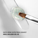 Ariel Builder Gel, Nail Art için Protez Tırnak Jeli No.05, Şeffaf Holografik Pembe Mavi Simli, 10 gr - Görsel 3