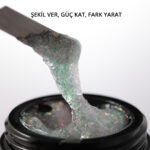 Ariel Builder Gel, Nail Art için Protez Tırnak Jeli No.05, Şeffaf Holografik Pembe Mavi Simli, 10 gr - Görsel 4