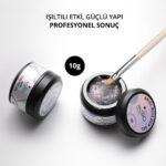 Ariel Builder Gel, Nail Art için Protez Tırnak Jeli No.06, Şeffaf Holografik Pembe Lila Simli, 10 gr - Görsel 2