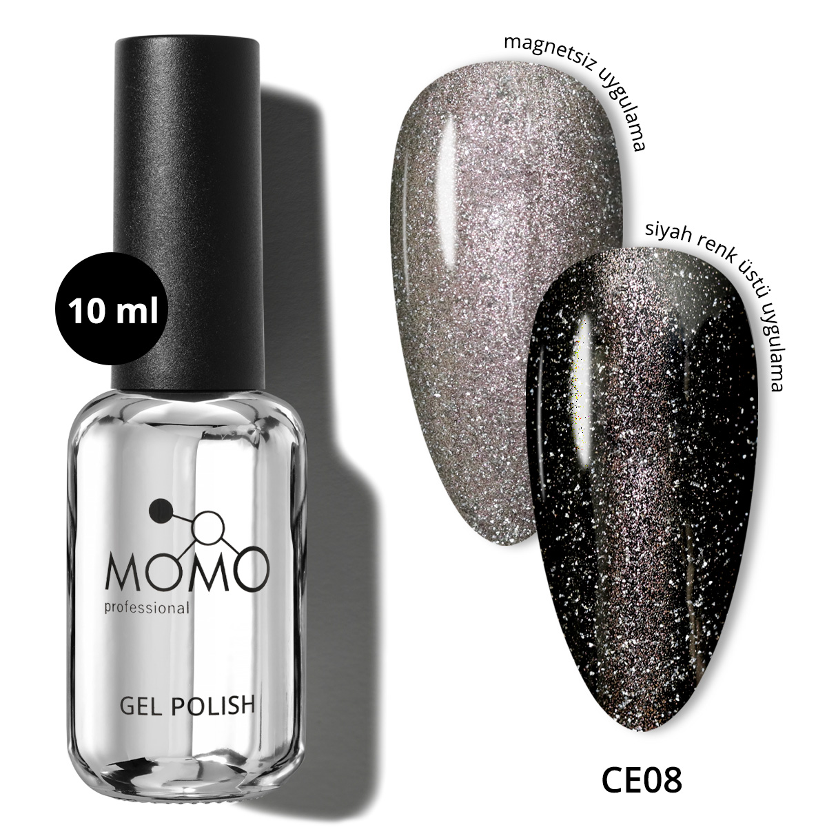 CrystalCatEye-New-08.jpg Kristal Kedi Gözü Kalıcı Oje CE08, Yarı Şeffaf, Gümüş, 10 ml - Görsel 1