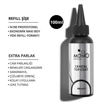 Momoprof Kalıcı Oje İçin Crystal Top Coat 100 ml - REFILL ŞİŞE