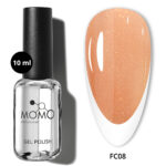 Kalıcı Oje için French Cover Rubber Base Coat FC08, Altın Simli Açık Bronz, 10 ml