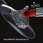 Holographic Builder Gel, Nail Art için Protez Tırnak Jeli No.01, Glitter Gümüş Simli, 10 gr - Görsel 4