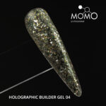 Holographic Builder Gel, Nail Art için Protez Tırnak Jeli No.04, Glitter Sarı Simli, 10 gr - Görsel 5