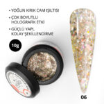 Holographic Builder Gel, Nail Art için Protez Tırnak Jeli No.06, Glitter Turuncu Simli, 10 gr