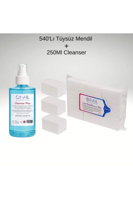 QNAİL Professional Tüysüz Temizleme Mendili ve Cleanser Sprey Seti